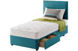 Layezee Calm Micro Quilt Single 2 Drawer Teal Divan Bed